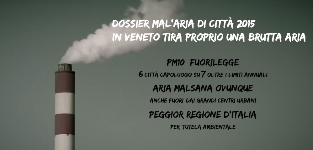 Aria del Veneto inquinata, Legambiente pubblica il dossier Mal’Aria