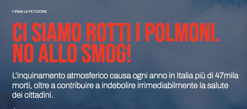 Ci siamo rotti i polmoni. No allo smog!